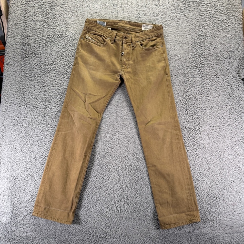 Diesel Safado Jeans Mens 32x31 Brown Cotton Denim Straight Leg Slim Button Fly